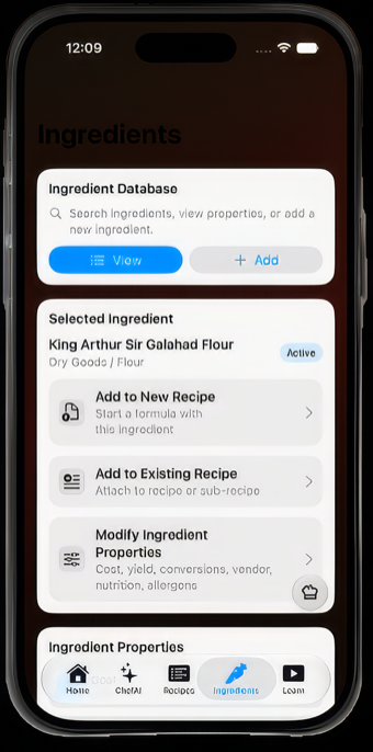 Ingredients screen